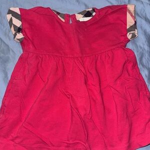 Burberry Kids Dress in Vibrant Red with Checkered Accents